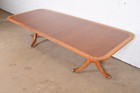 Henredon Georgian Banded Mahogany Double Pedestal Extension Dining Table