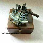 Brass Antique Finish Table Top Maritime Nautical Sextant W  Wooden Box Gift