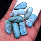 8 Pcs Natural Larimar 31mm-35mm Cabochon Huge Size Loose Untreated Gemstones Lot
