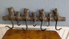 Vintage Spi Massive 16 5  Brass 7 Hook Hanger Cats Log Clothing Keys Jewelry Spi