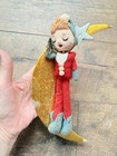 Vintage Japan Pixie Elf Felt Ornament With Paper Moon Christmas Mcm Kitschy 9 5   