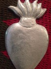 Large Silver Tone Mexican Sacred Heart Milagro  Mexico  Ex Voto  Exvoto 