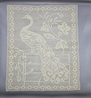 Vintage Doily Handmade Crochet Peacock Bird Flowers Large 23x19  Rectangle Art