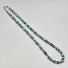 Hubei Turquoise Sterling Navajo Pearl Necklace Southwest Stamped Faceted Squash