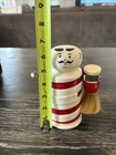 Vintage Shaving Razor Blade Bank Ceramic Barber Pole Arms Caddy Red Stripes