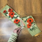 Vtg Floral Poppy Needlepoint Bell Pull Wall Hanging 36   x5 5    Brass Hardware