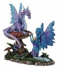 Amy Brown Companion Enchanted Elf Fairy Fae Damsel With Toadstool Dragon Statue