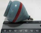 Vintage Toy Wooden Spinning Top W  Metal Tip Blue Red Paint 2 5  Tall