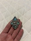 Vintage Native American 925 Turquoise Teardrop Cluster Cocktail Ring Sz 9 Signed