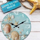 12-24 Inch Beach-themed Wooden Wall Clock  Large Silent Round Home Decor Clock