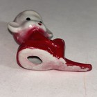Vintage 1950   s Fairy Pixie Elf Knee Hugger Ceramic Figurine Red Japan