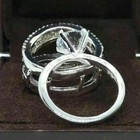 3 Ct Lab Created Diamond Enhancer Guard Wrap Wedding Ring 14k White Gold Plated