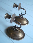 2 Pc India Vintage Pair Solid Brass Decorative Wall Sconce Candle Holders Patina