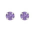 Baby Earrings Purple Cz Solid 14k Gold Screw Protective Backs  3mm 