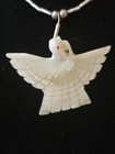 Vintage Native American Carved Mother Of Pearl Bird Silver Tone Necklace