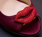 Red Rhinestone Lips Shoe Clips     Glam Crystal Mouth Detachable Shoe Buckles