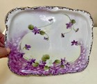 Lovely Antique Hand-painted Nippon Scalloped Gold Edge Violets Vanity Tray