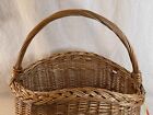 Lg Unique German Wicker Market Veg fruit Basket Chic Vintage Woven Rattan Large