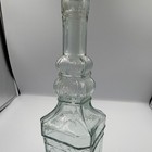 Clear Embossed Glass Decorative Bottle Vintage 11 In Tall