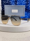 Gucci Rimless Square Sunglasses Men Women Gold Frame Gradient Lens