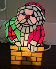 Santa Claus Chimney Tiffany Style Stained Glass Accent Lamp Vtg Christmas