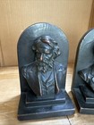 Pair Of Vintage Bronze Clad Bookends  Busts Of Longfellow And Emerson Rare