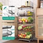 Fruit Basket Kitchen Pantry Organizers And Storage - Wooden Top Table  Stackable