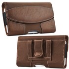 For Xl Large Phones - Brown Suede Pouch Holder Belt Clip Loop Holster Case Cover