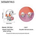 Pandach 925 Sterling Silver Skull Rose Stud Earrings For Women Men Jewelry Gifts