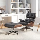 Vintage Tall Eames Lounge Chair And Ottoman Swivel Armchair Real Leather Walnut