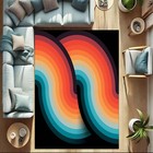 Retro Wave Rug  Vintage Color Mat  Modern Art Carpet  Colorful Room Rug