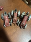Lot Of 3 Ford Vintage Style Cast Iron Farm Tractor Toys W  Drivers Red Gray