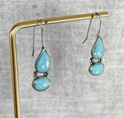 Vintage Turquoise Gemstone Women s Sterling Silver Drop Dangle Hook Earrings
