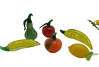 Vtg Handblown Italian Murano Style Glass Fruit Figurines Set Of 6 - Banana Lemon