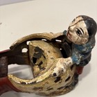 1875 Antique J e Stevens Co Cast Iron Bank Professor Pug Frog Great Bicycle Feat