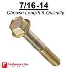 7 16-14 Grade 8 Flange Frame Bolt Yellow Zinc Plated  all Sizes   Qty s  7 16 