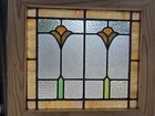 Antique American Stained Glass Window Pair