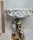 Vintage Ucagco Japan Hand Painted Figural Compote Bowl Children Birds Flowers 9 