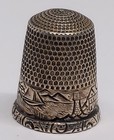 Waite Thresher Antique Sterling Thimble Sewing Lighthouse Boat Scenic Victorian