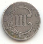 1853 3c Silver  Three Cents  Original Vg-fine
