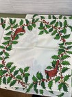 Vintage Christmas Napkins Set Of 4 Cloth Cardinals Holly Birds Tableware