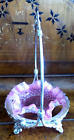 Antique Acme Silver Co  Silver Plate Bride Basket With Fenton Hobnail Bowl