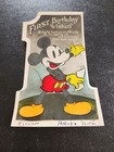 Vtg 1940s Authentic Mickey Mouse First Birthday Cutout Greeting Card Walt Disney