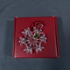 Waterford Crystal Snowflake Christmas Ornament 4  New Red Ribbon Holiday Decor