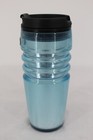 Starbucks Tumbler Coffee Mug Cup Traveling Blue 2008 Rippled Black Top