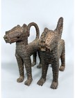Modern Bronze Leopards Benin Pair Stunning Nigeria Metalwork