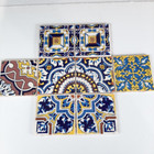 Vintage Glazed Ceramic Mexican Wall Tile 4x4 Used Lot Of 8