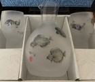 Japanese Frosted Glass Fish Sake Set-sea Dance - 1 Carafe 2 Weighted Bottom Cups