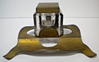 Antique Brass   Glass Inkwell Ink Well Vintage Free Shipping