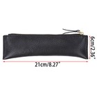 Genuine Leather Pencil Case - Zippered Pen Case Stationery Bag Zipper Black